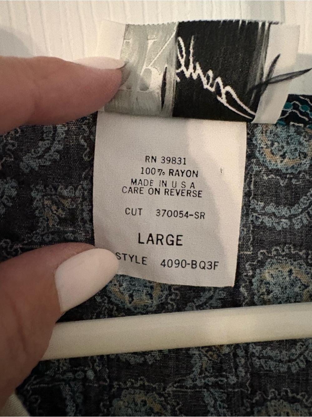 90s Vintage 2 Piece Skirt Set Eyelet Collar Rayon Made in USA L - Picture 6 of 10